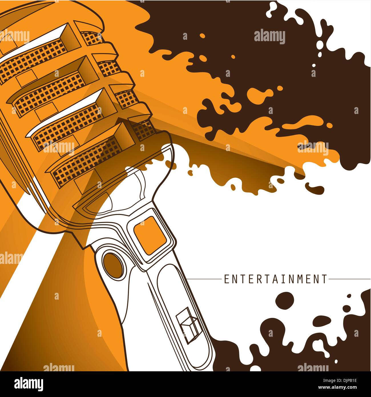 Conceptual modern banner with old microphone Stock Vector
