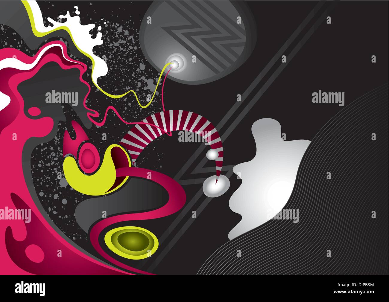 Designed artistic psychedelic background with abstract shapes Stock Vector