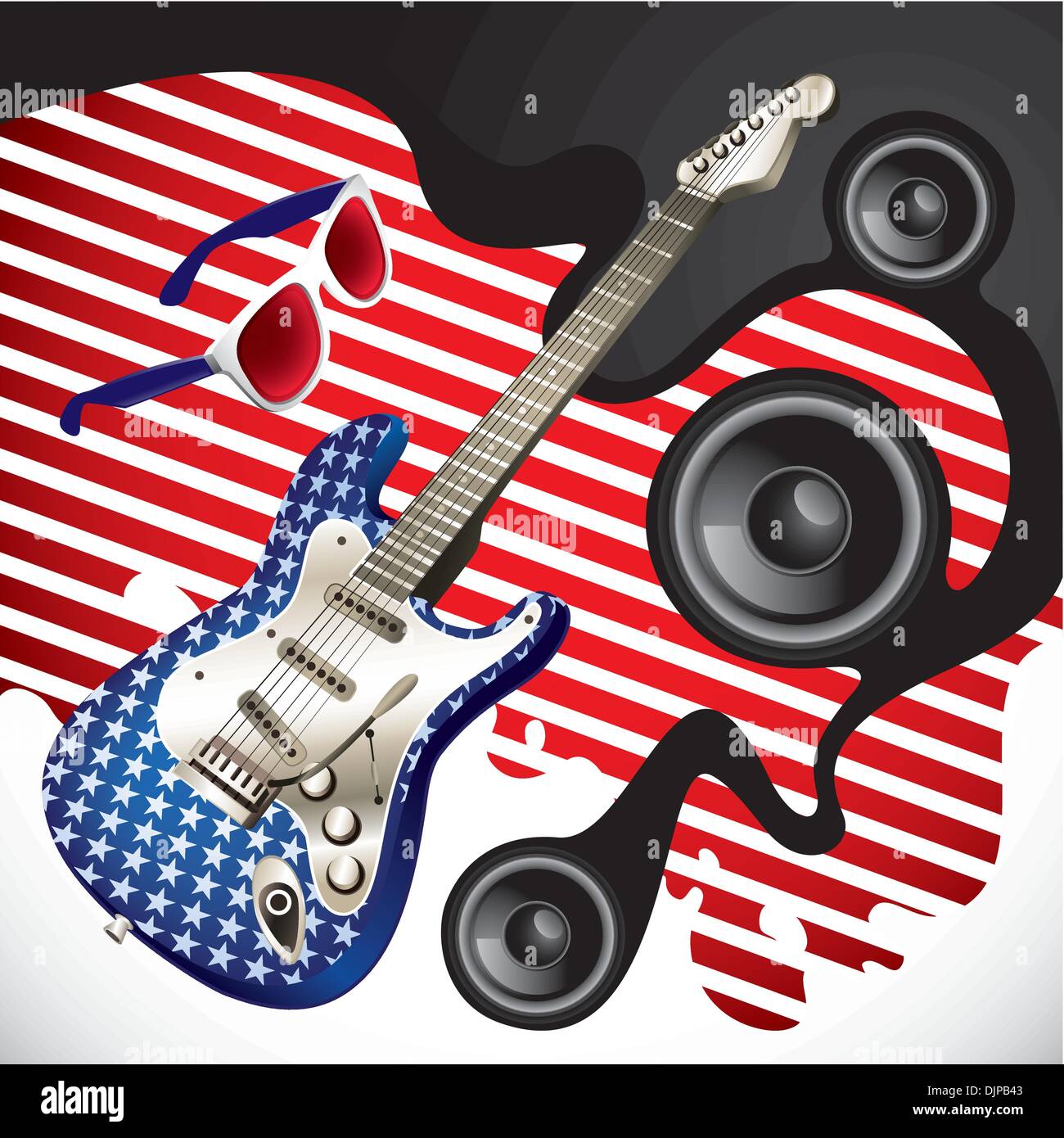 Designed background with stylish electric guitar Stock Vector