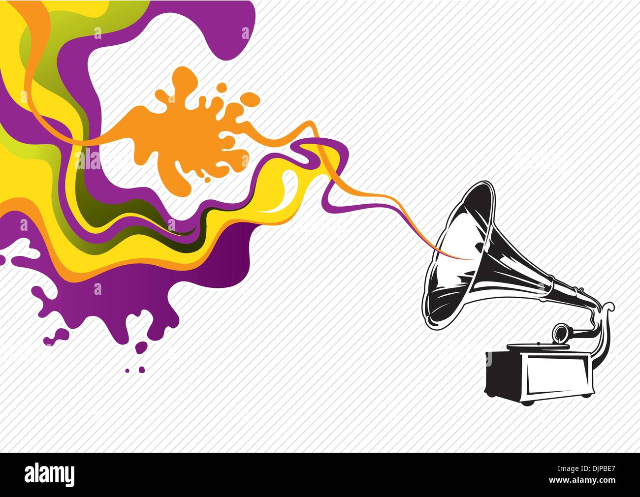 Designed stylized banner with old gramophone Stock Vector