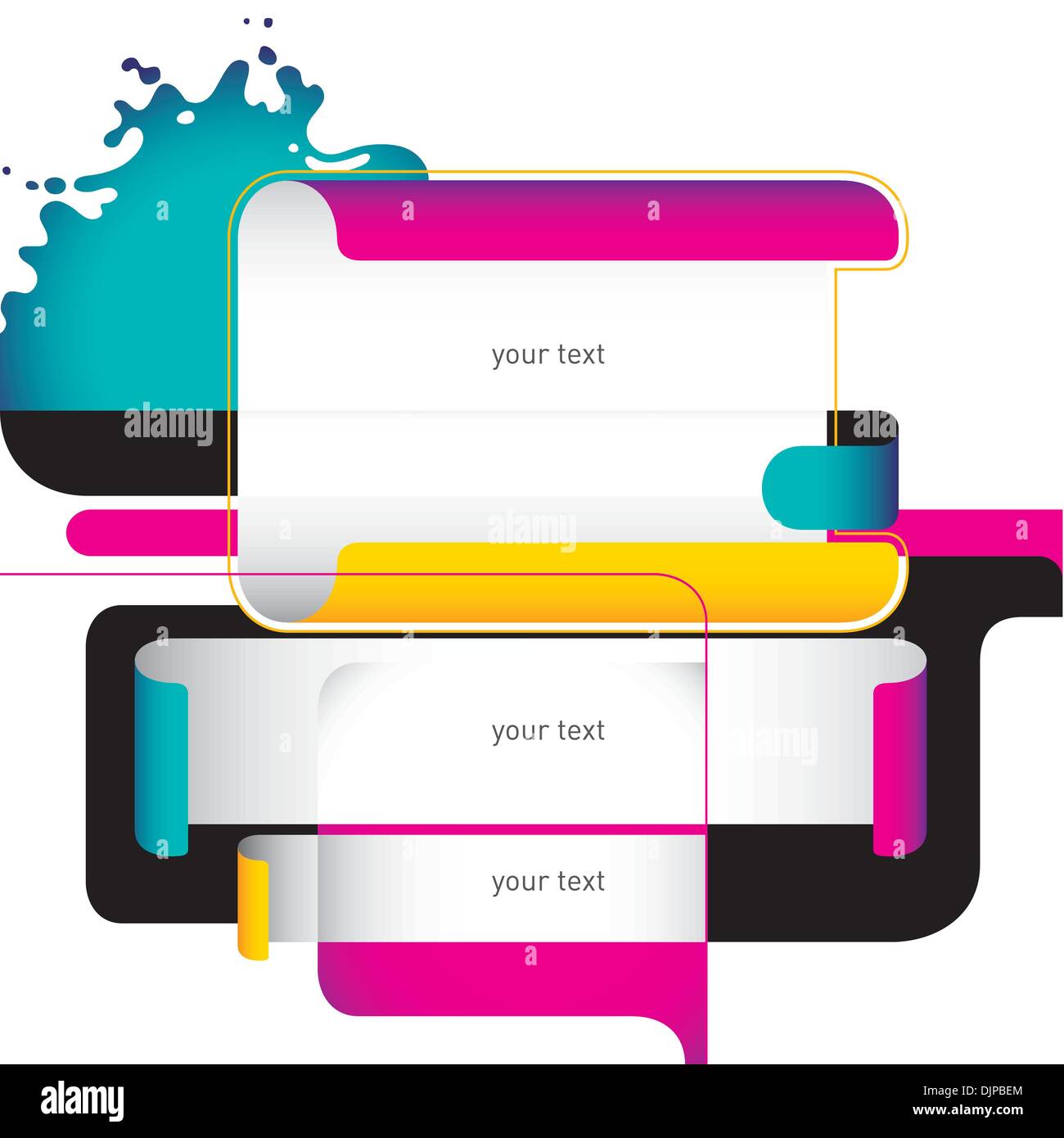 Designed trendy banner with colorful objects Stock Vector
