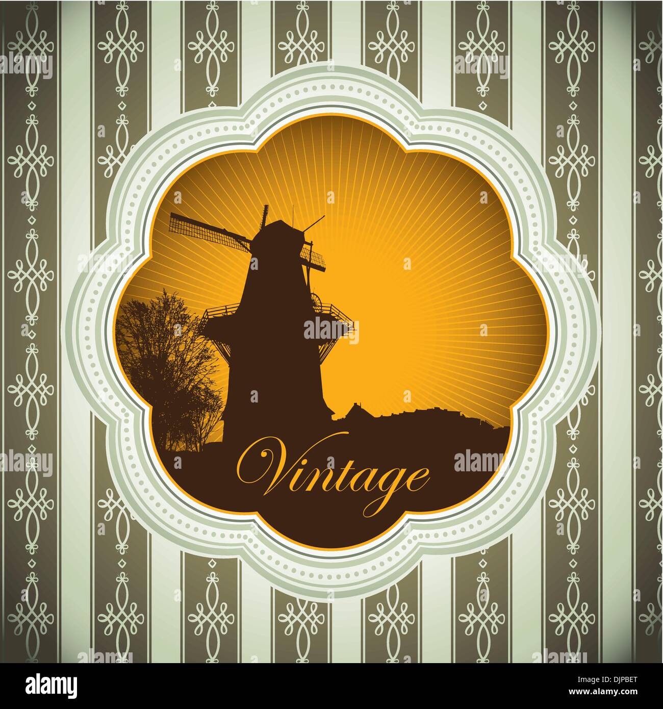 Designed vintage background with windmill Stock Vector Image & Art - Alamy