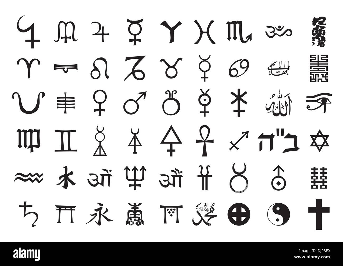 different cultural signs and symbols Stock Vector