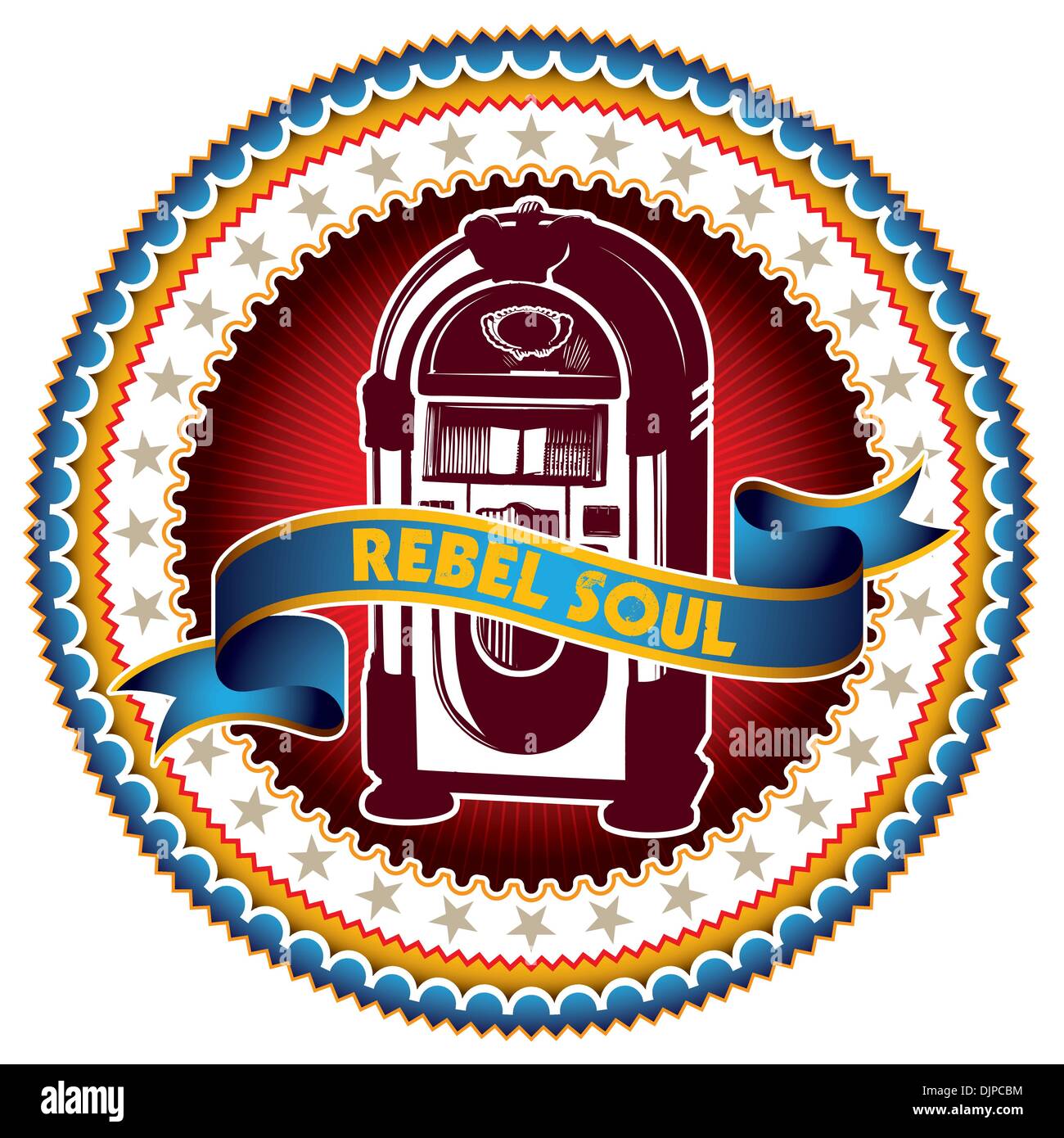 Illustrated colorful label with jukebox Stock Vector Image &amp; Art - Alamy