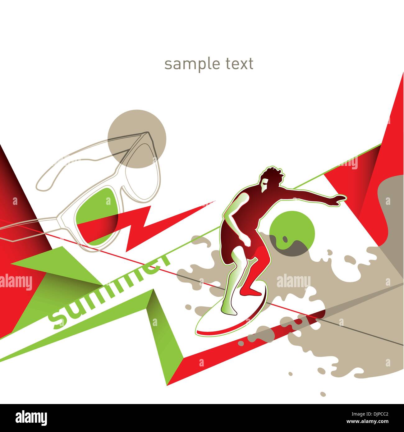 Illustrated conceptual summer layout with abstraction Stock Vector