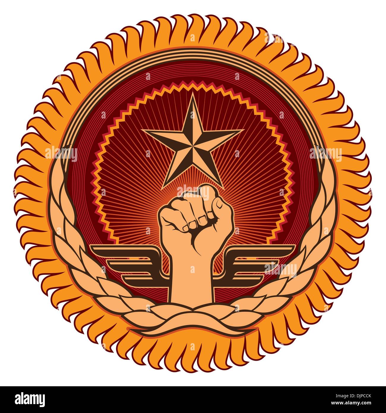 Illustrated emblem with retro elements Stock Vector
