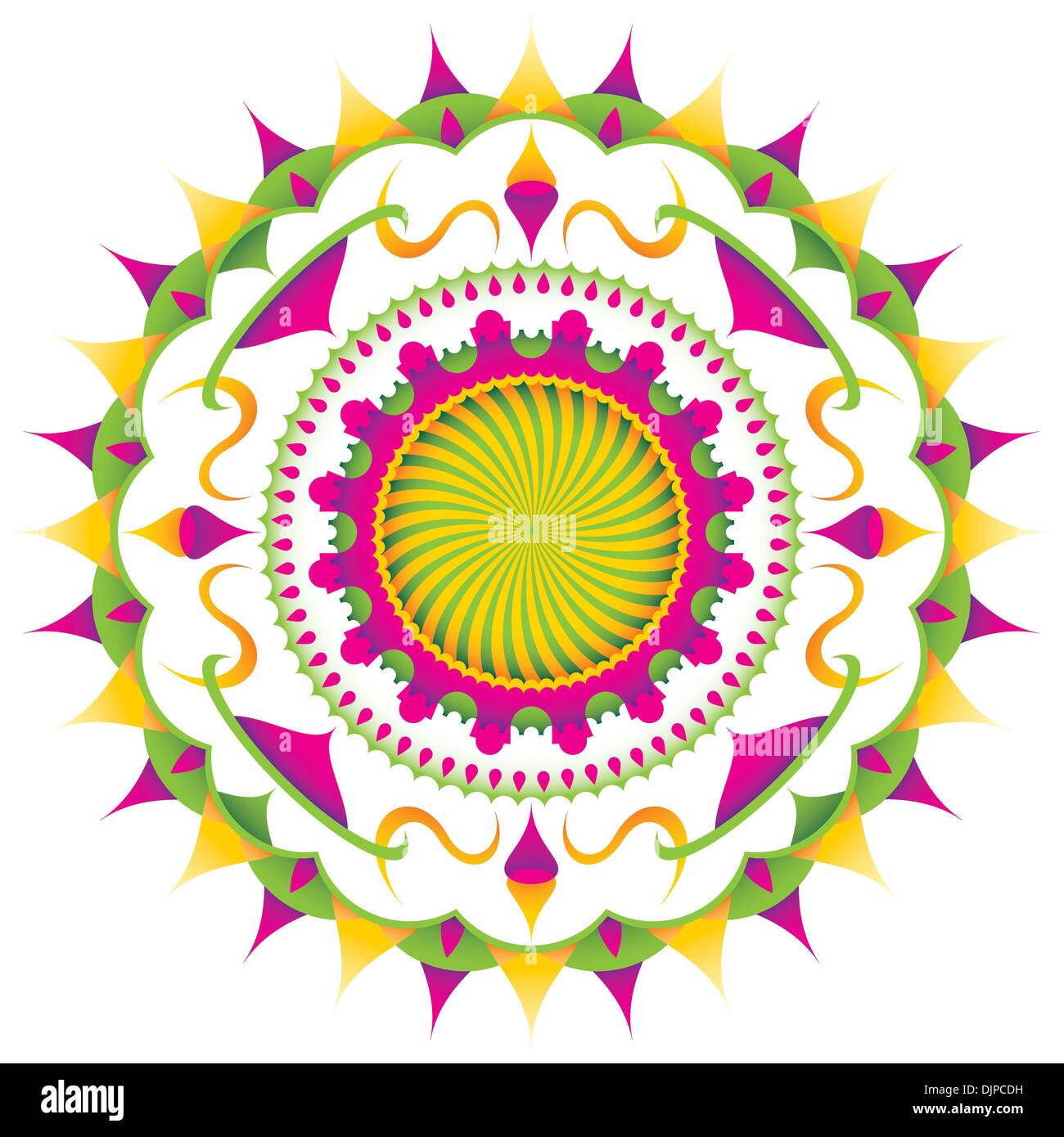 Illustrated modish arabesque with colorful elements Stock Vector