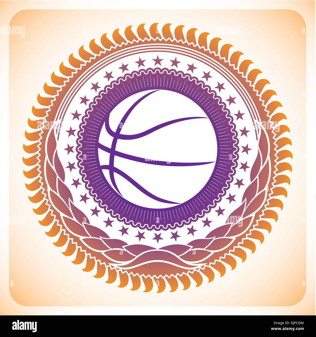 Illustrated modish basketball emblem Stock Vector