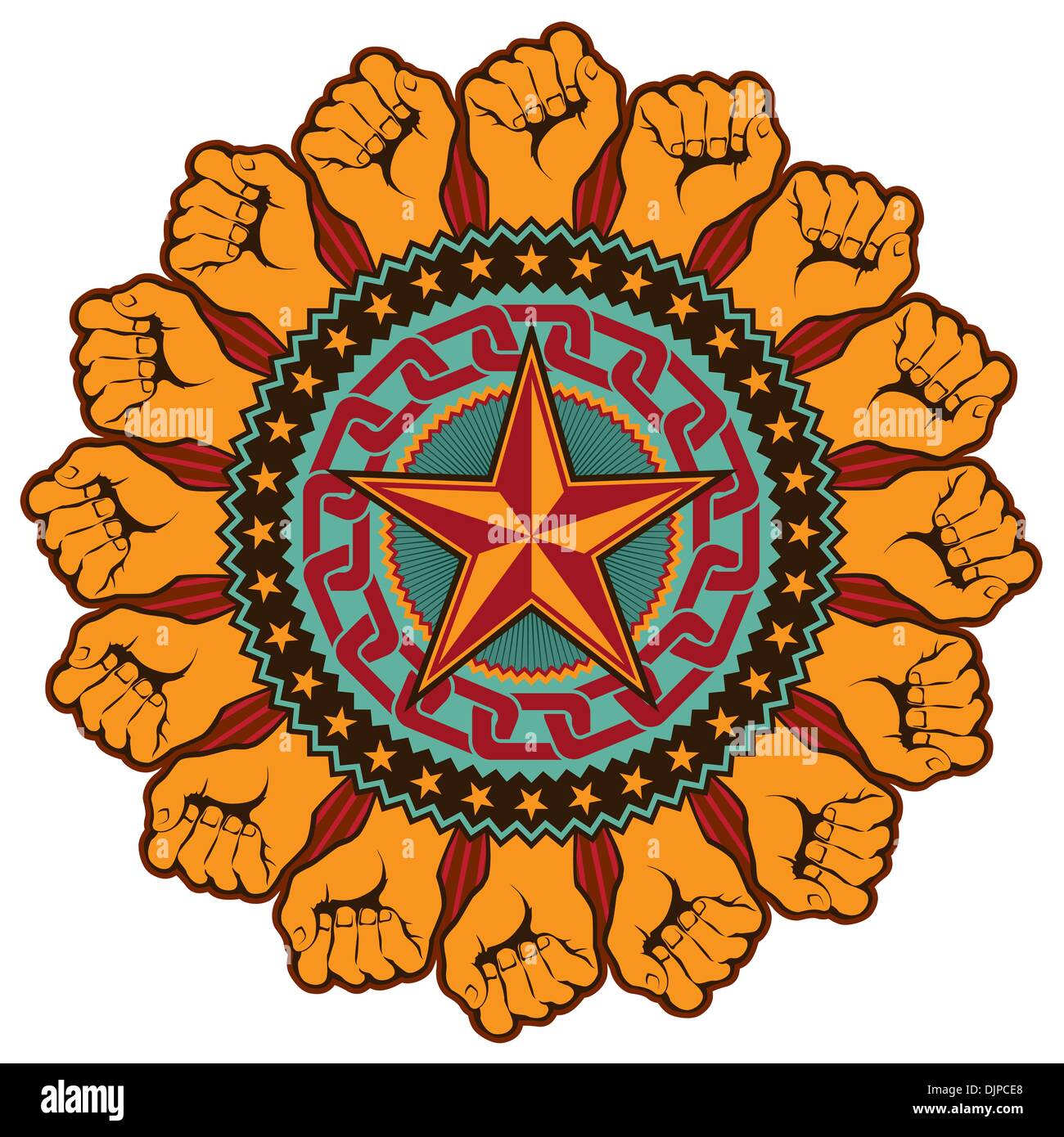 Illustrated rebel badge with retro elements Stock Vector