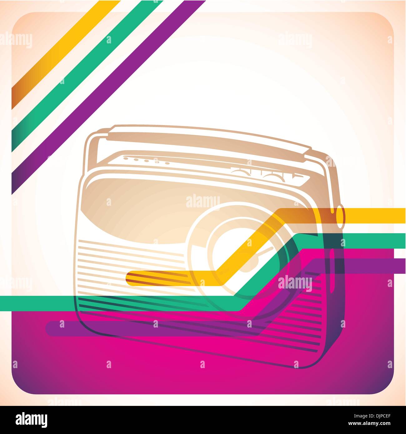 Illustrated retro background with radio Stock Vector Image & Art - Alamy