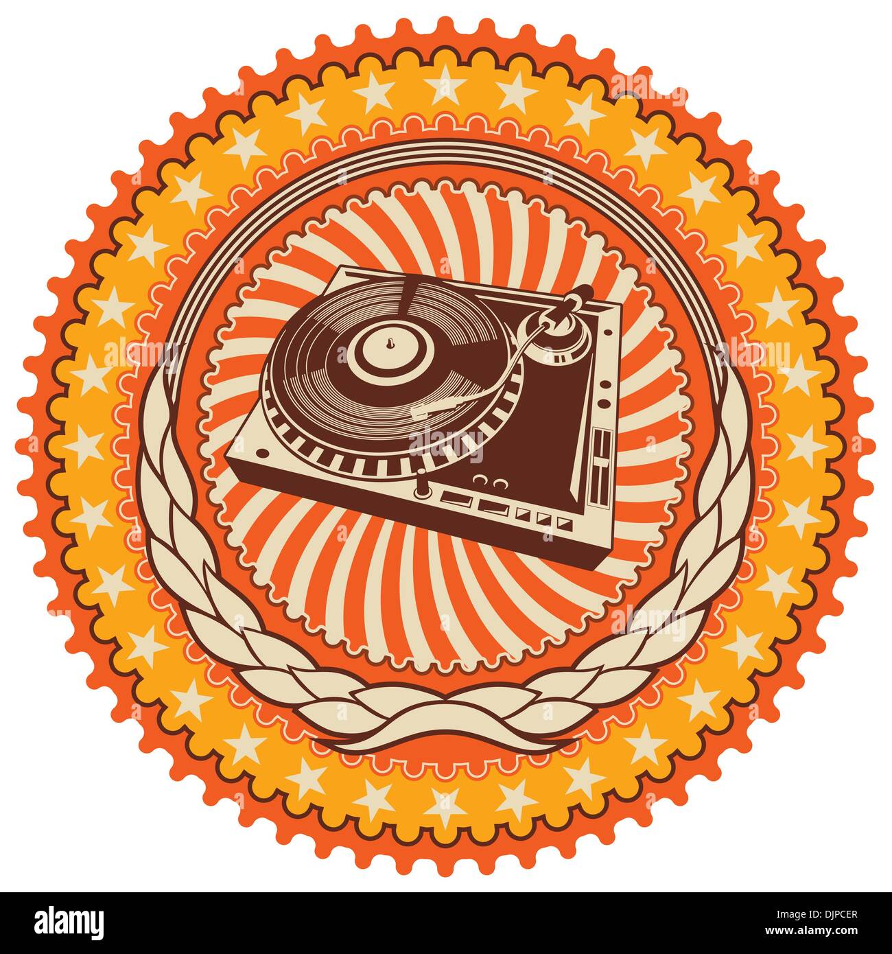 Illustrated retro emblem with turntable Stock Vector Image & Art - Alamy