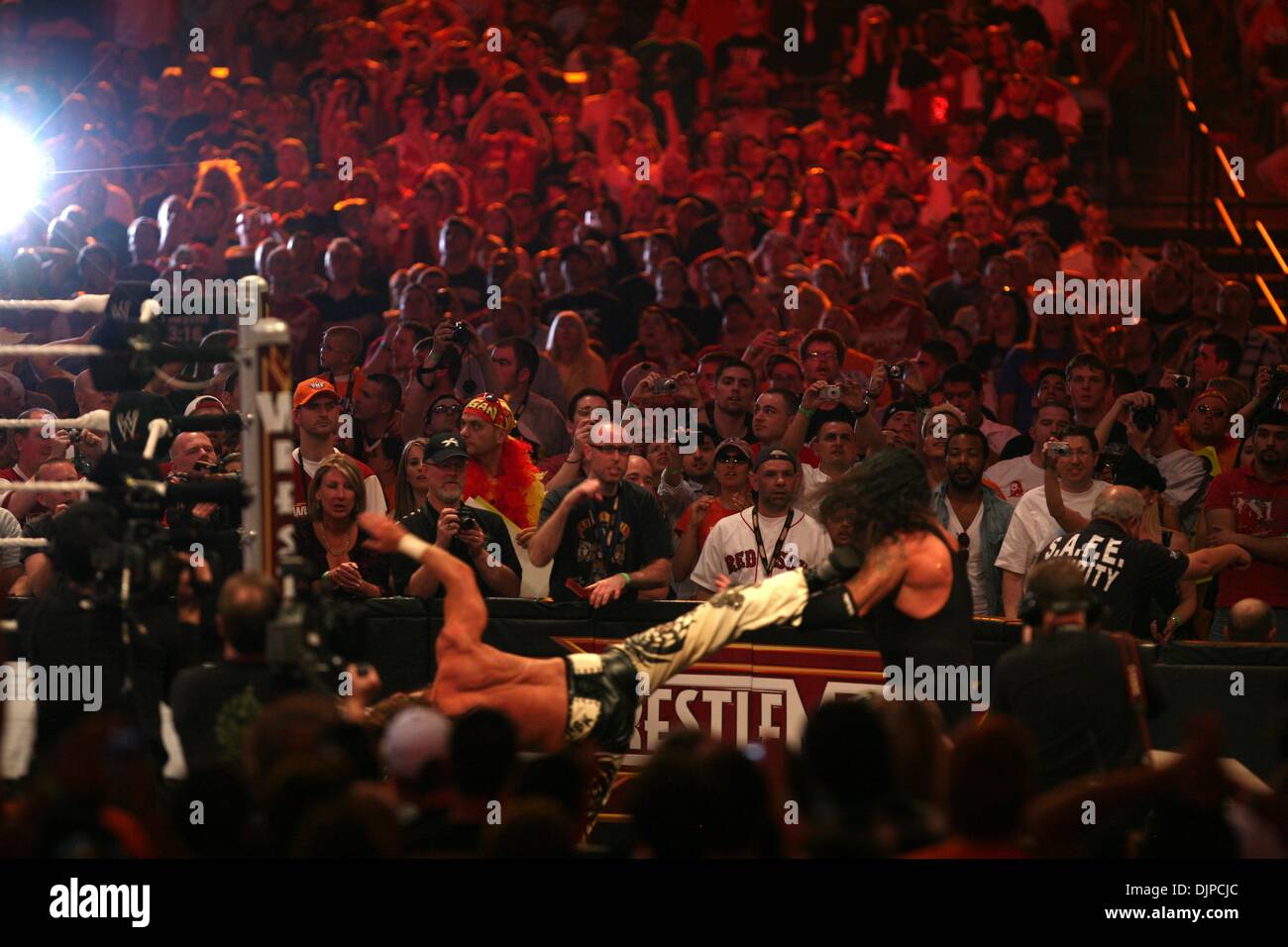 Mar 28, 2010 - Phoenix, Arizona, USA - SHAWN MICHAELS (white) & UNDERTAKER (black) during WWE Wrestlemania 26. (Credit Image: Â© Matt Roberts/ZUMA Press) Stock Photo
