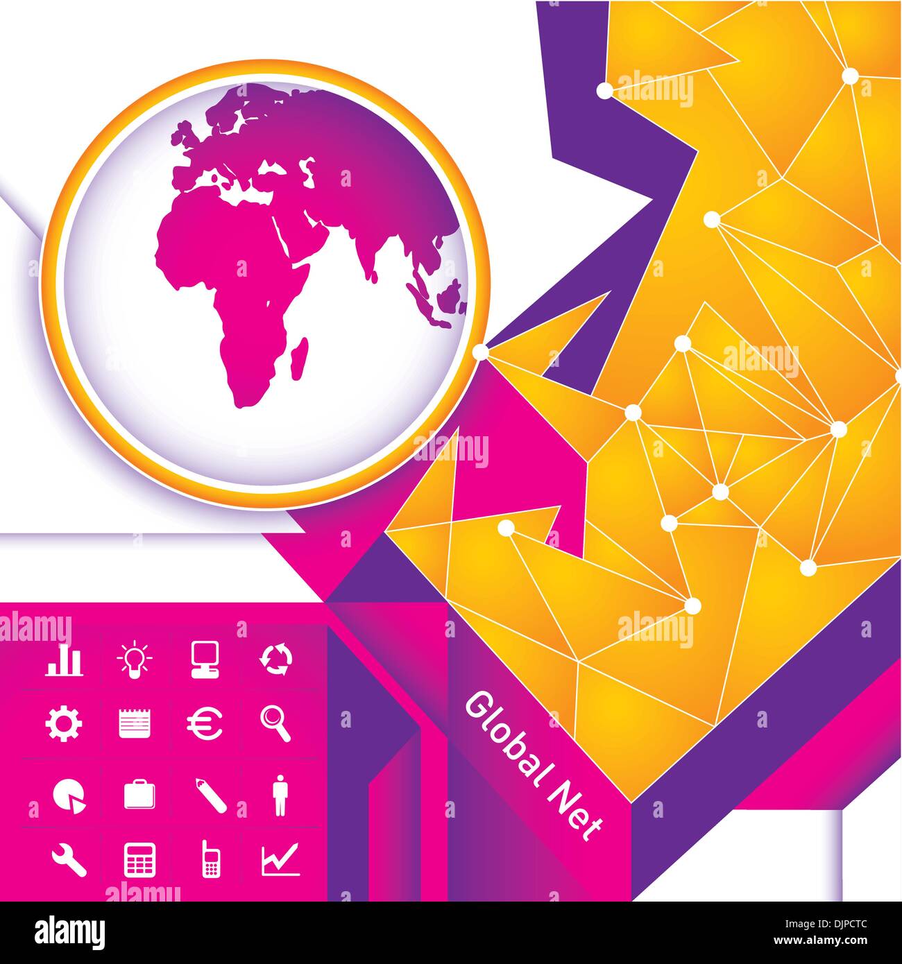 Illustrated technology background with globe Stock Vector