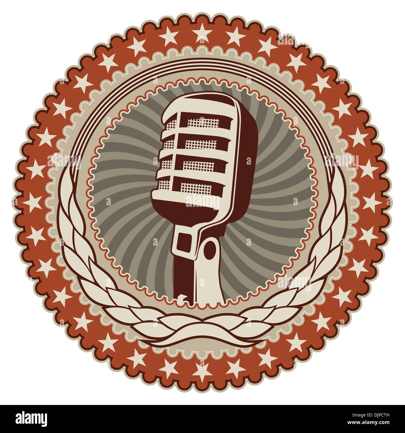 Illustrated vintage badge with old microphone Stock Vector Image & Art