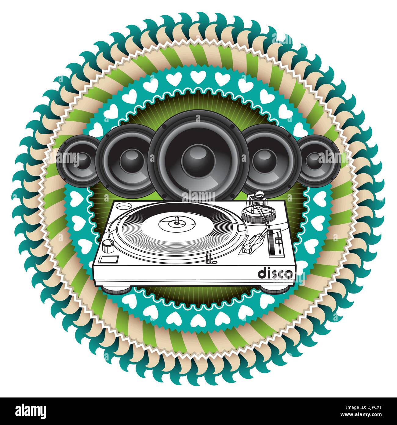 Modern clubbing label with speakers Stock Vector