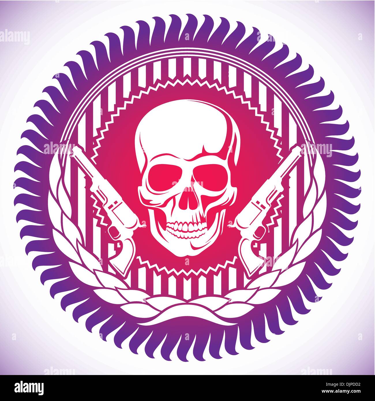 Modish emblem with illustrated skull Stock Vector