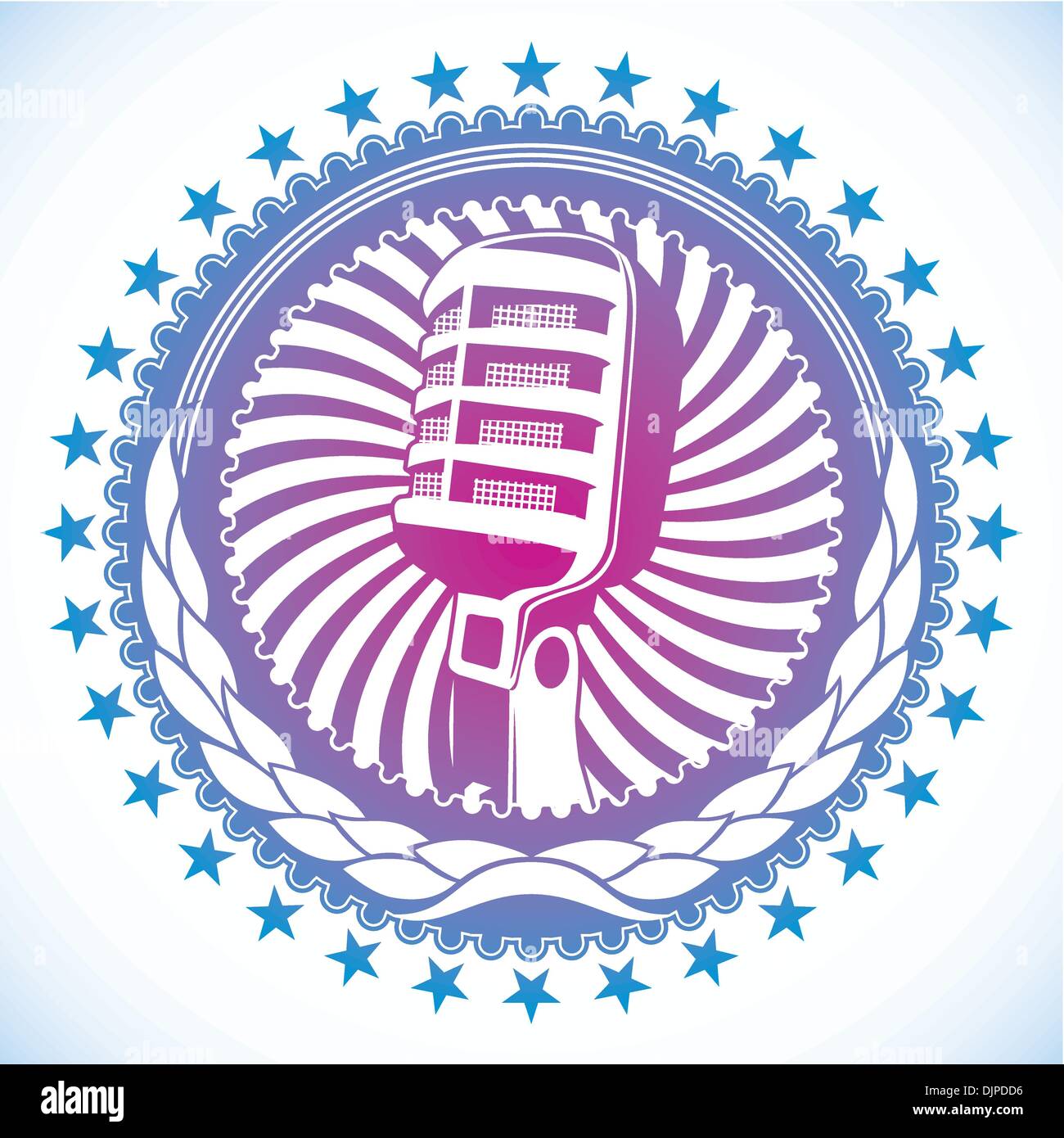 Modish emblem with retro microphone Stock Vector