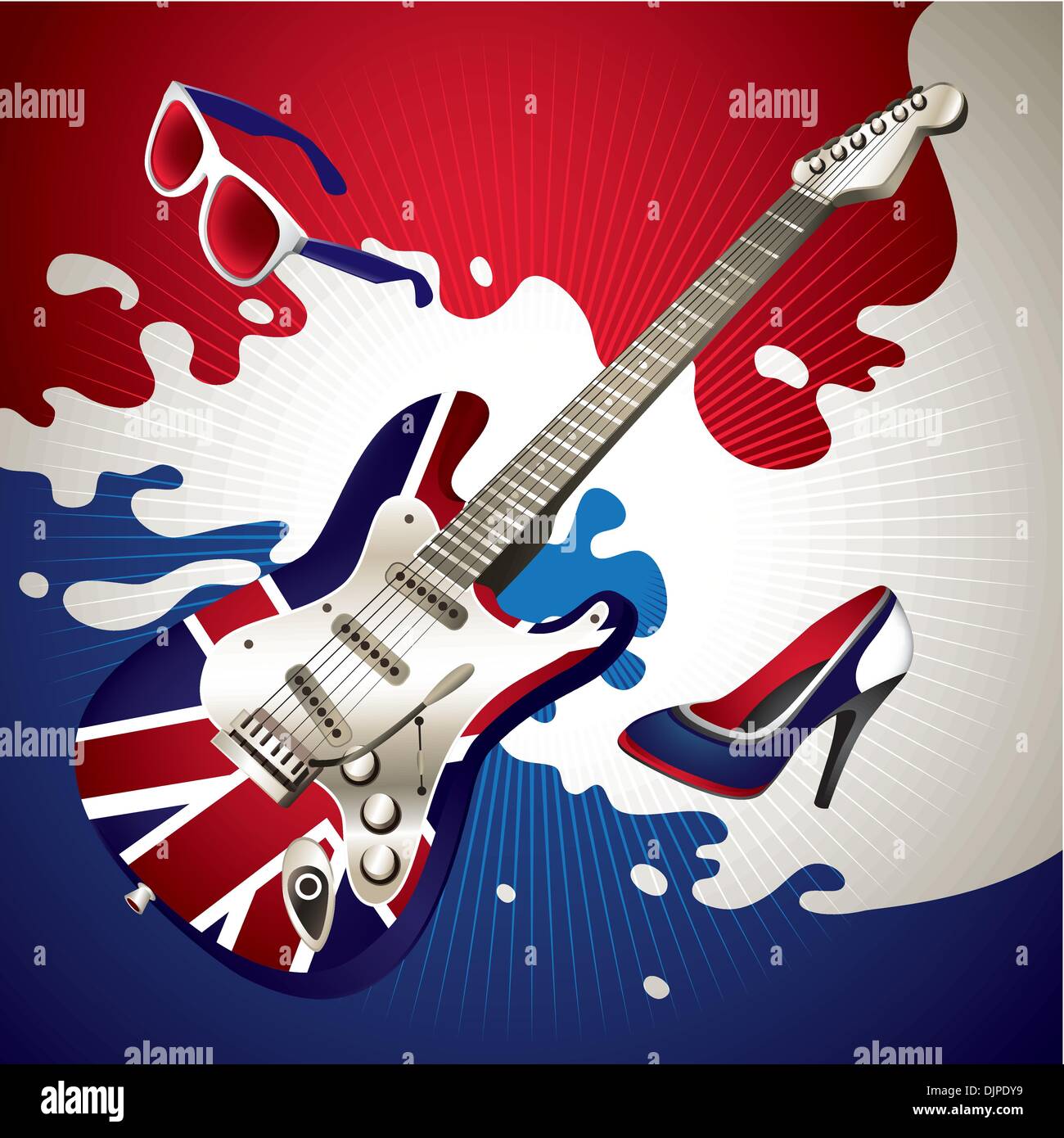 Stylish background with electric guitar Stock Vector