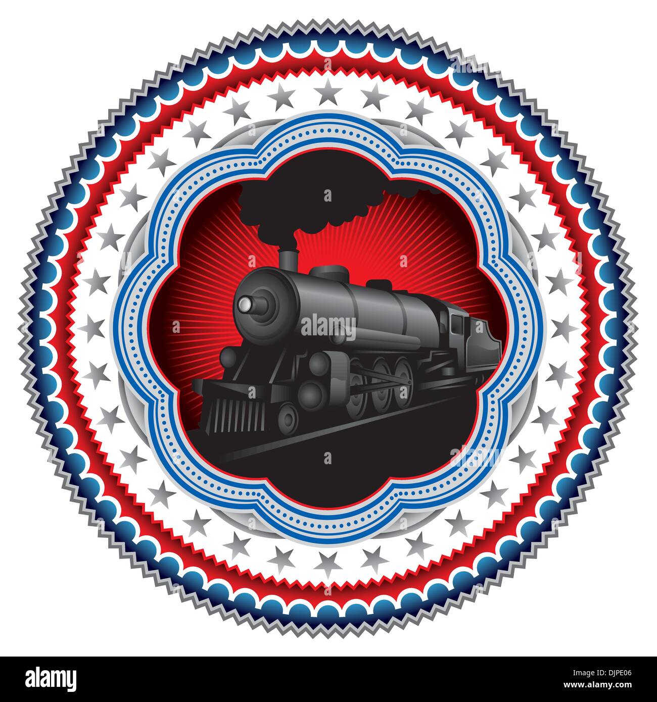 Stylish vintage label with old locomotive Stock Vector