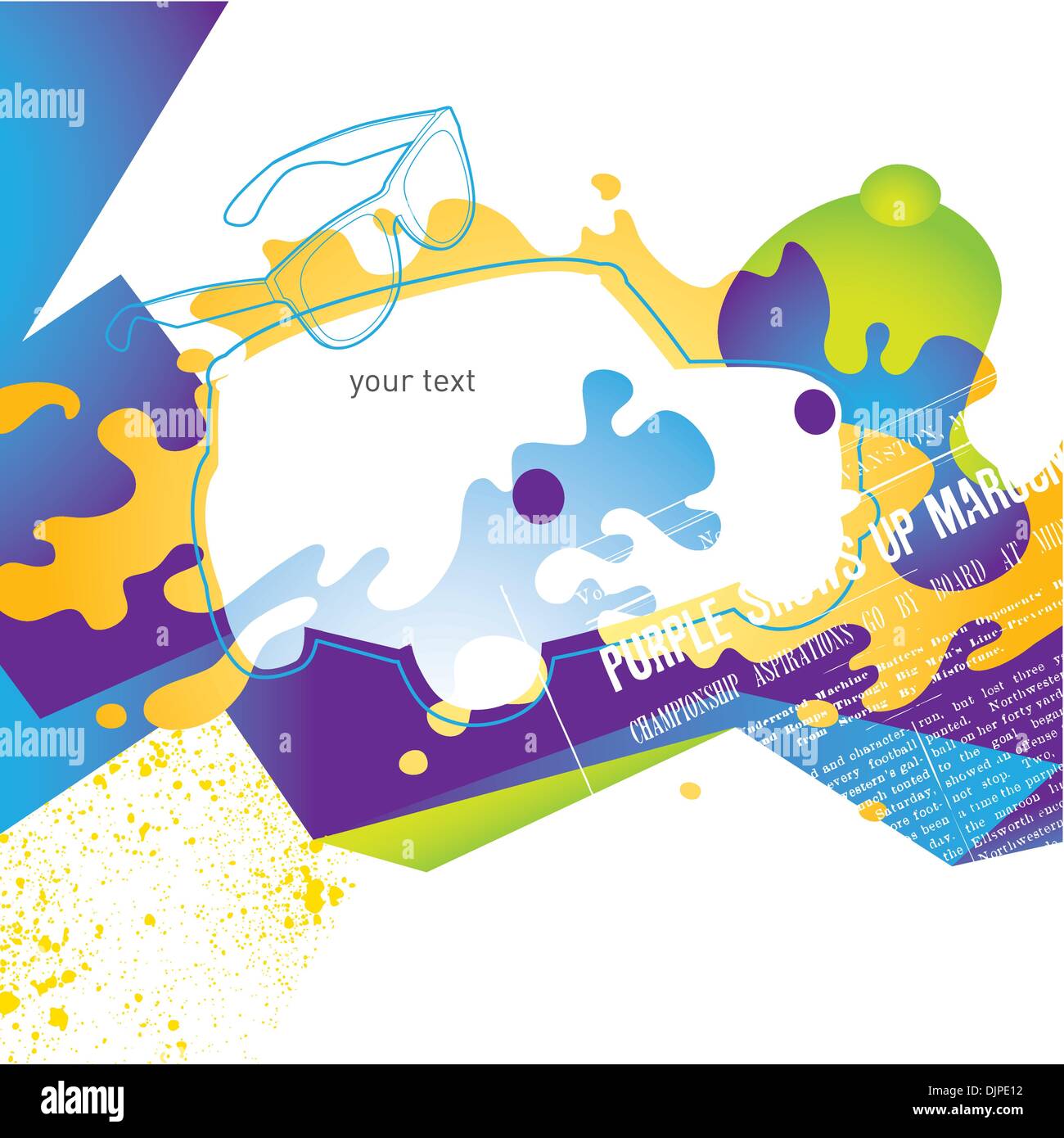 Summer layout with designed colorful objects Stock Vector