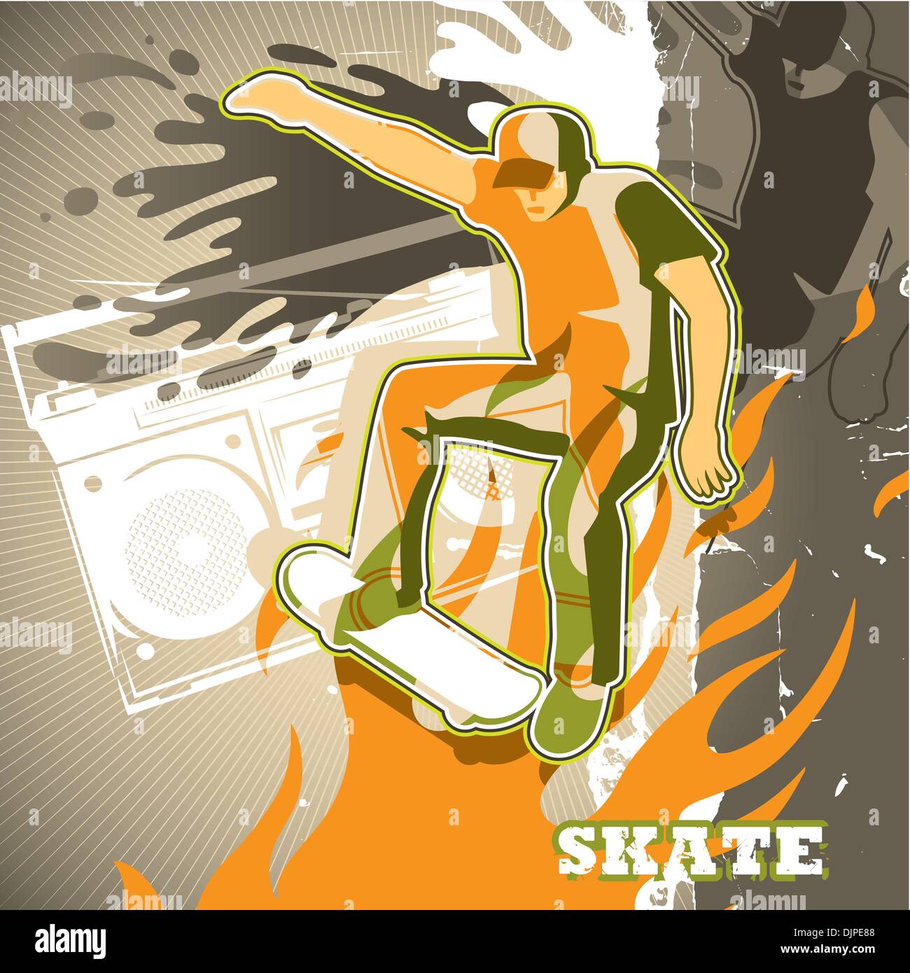 Urban grunge artistic skating background Stock Vector