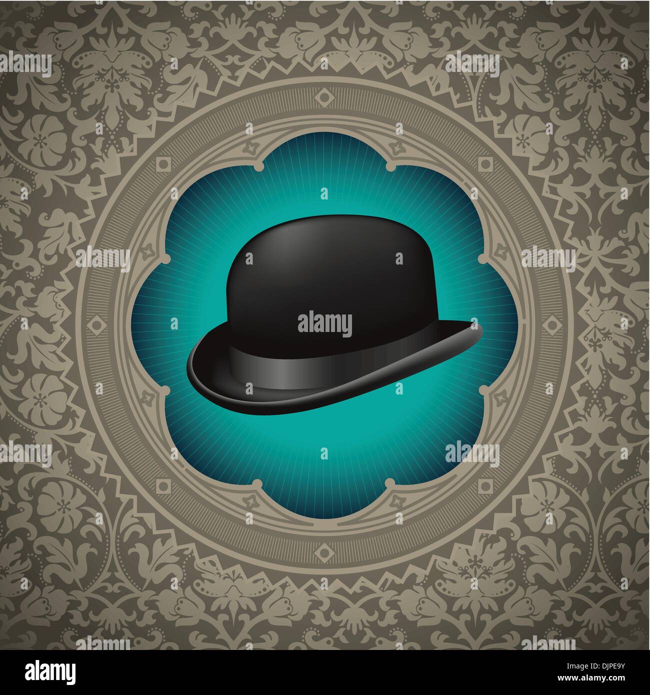 Vintage floral background with bowler hat Stock Vector Image & Art - Alamy