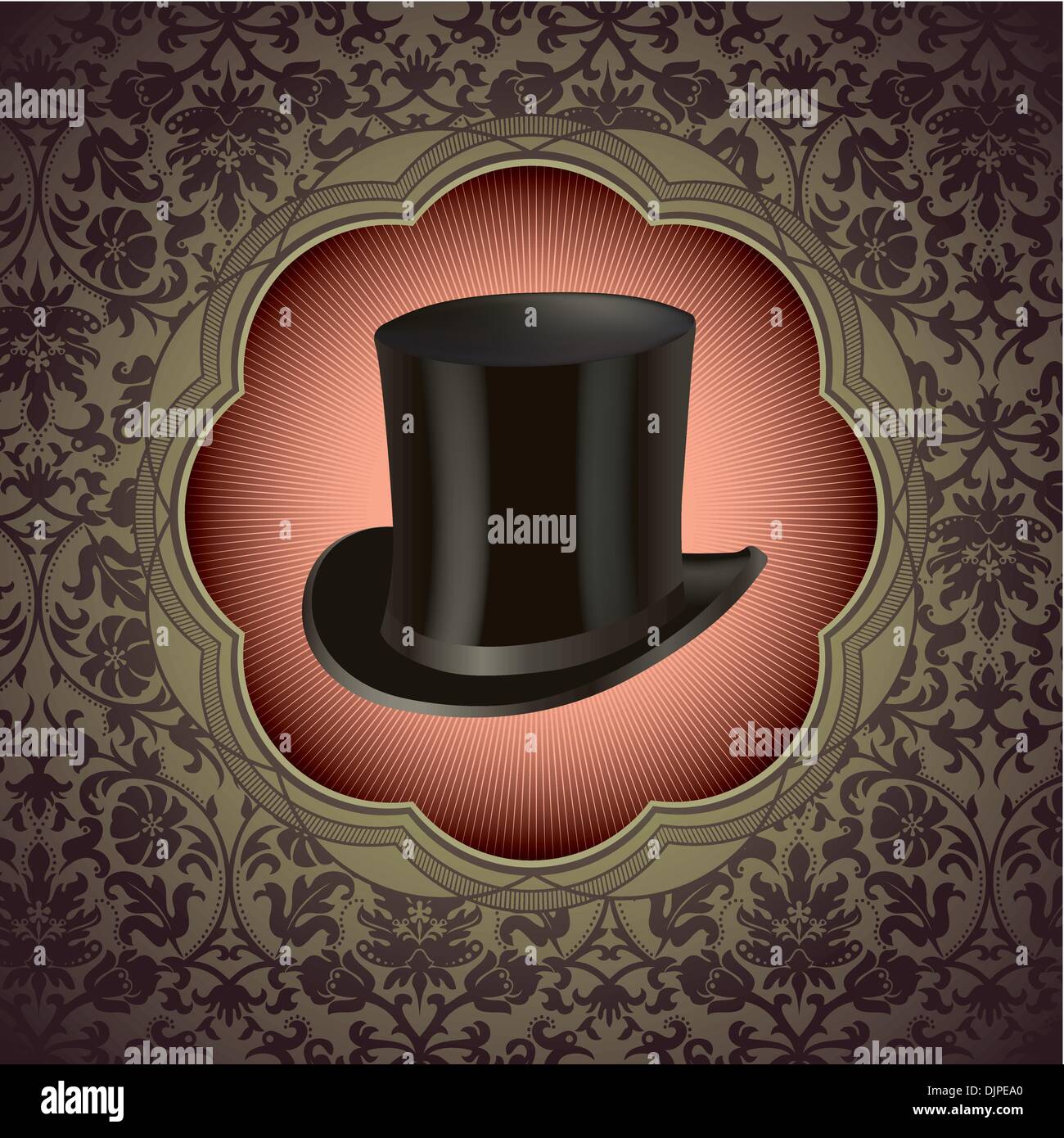 Vintage floral background with top hat Stock Vector Image & Art - Alamy