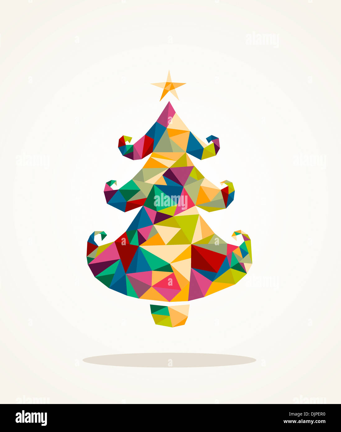 Isolated colorful abstract Christmas pine tree triangle composition. EPS10 vector file organized in layers for easy editing. Stock Photo