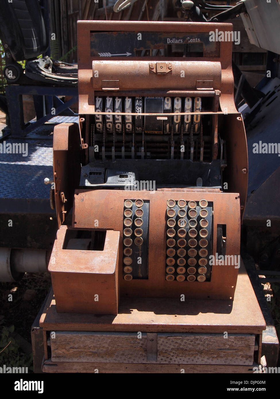 Antique cash register at the Gold King Mine outdoor museum in Jerome