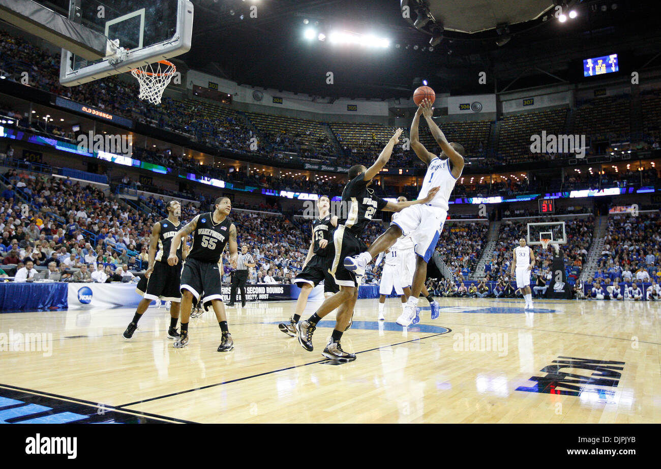 Mar. 20, 2010 - New Orleans, Kentucky, USA - UK's Darius Miller hit a jumper over WF's 20- Ari Stewart as the University of Kentucky played Wake Forest in the second round of the NCAA Tournament in the New Orleans Arena in New Orleans, La., Saturday, March, 20, 2010. This is first half action. Photo by Charles Bertram (Credit Image: © Lexington Herald-Leader/ZUMApress.com) Stock Photo