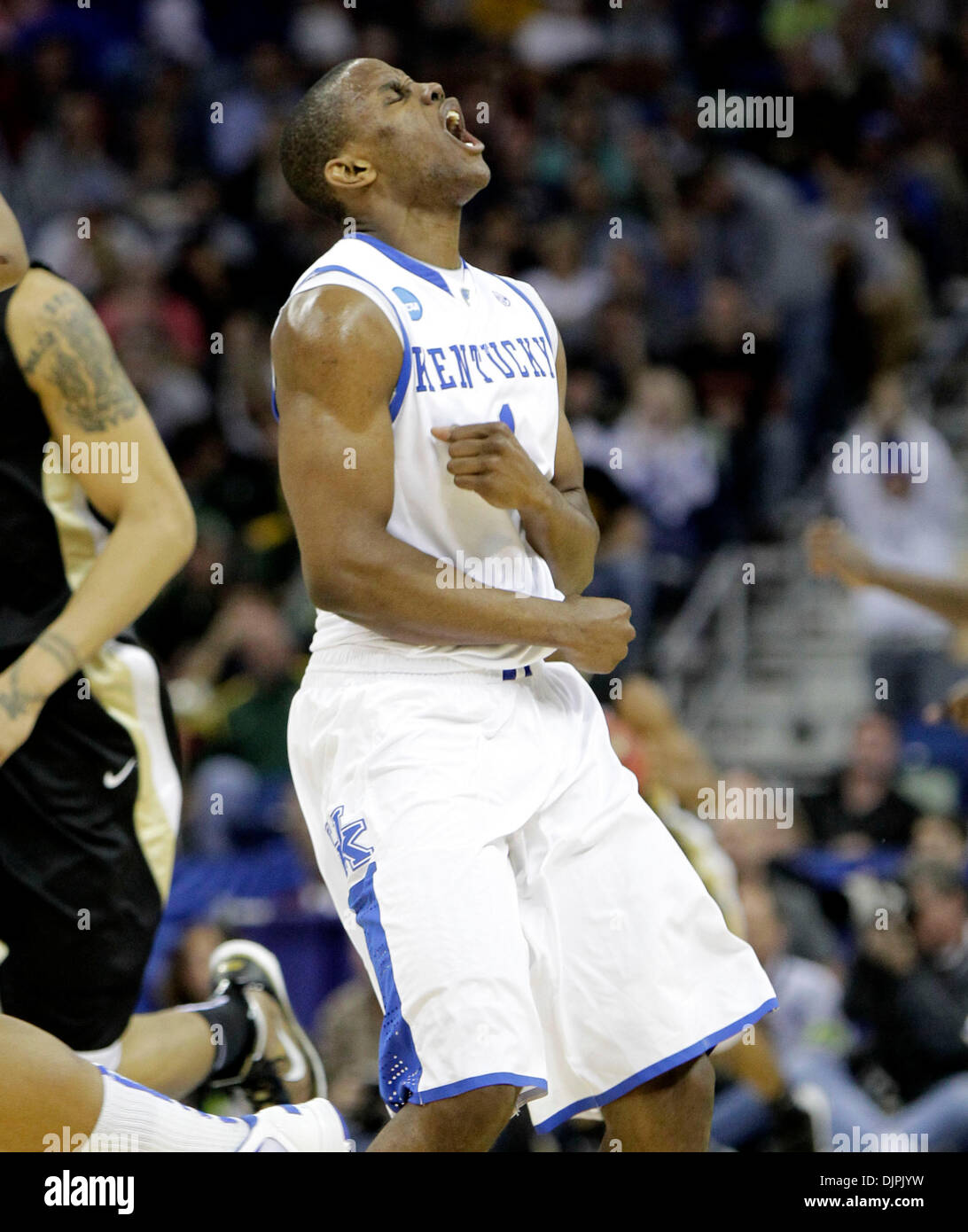 Mar. 20, 2010 - New Orleans, Kentucky, USA - Kentucky's Darius Miller let out a yell after drilling a first half three pointer against Wake Forest  at the New Orleans arena during the second round of the  NCAA tournament on Thursday March 20, 2010 in New Orleans, LA. Photo by Mark Cornelison | Staff. (Credit Image: © Lexington Herald-Leader/ZUMApress.com) Stock Photo