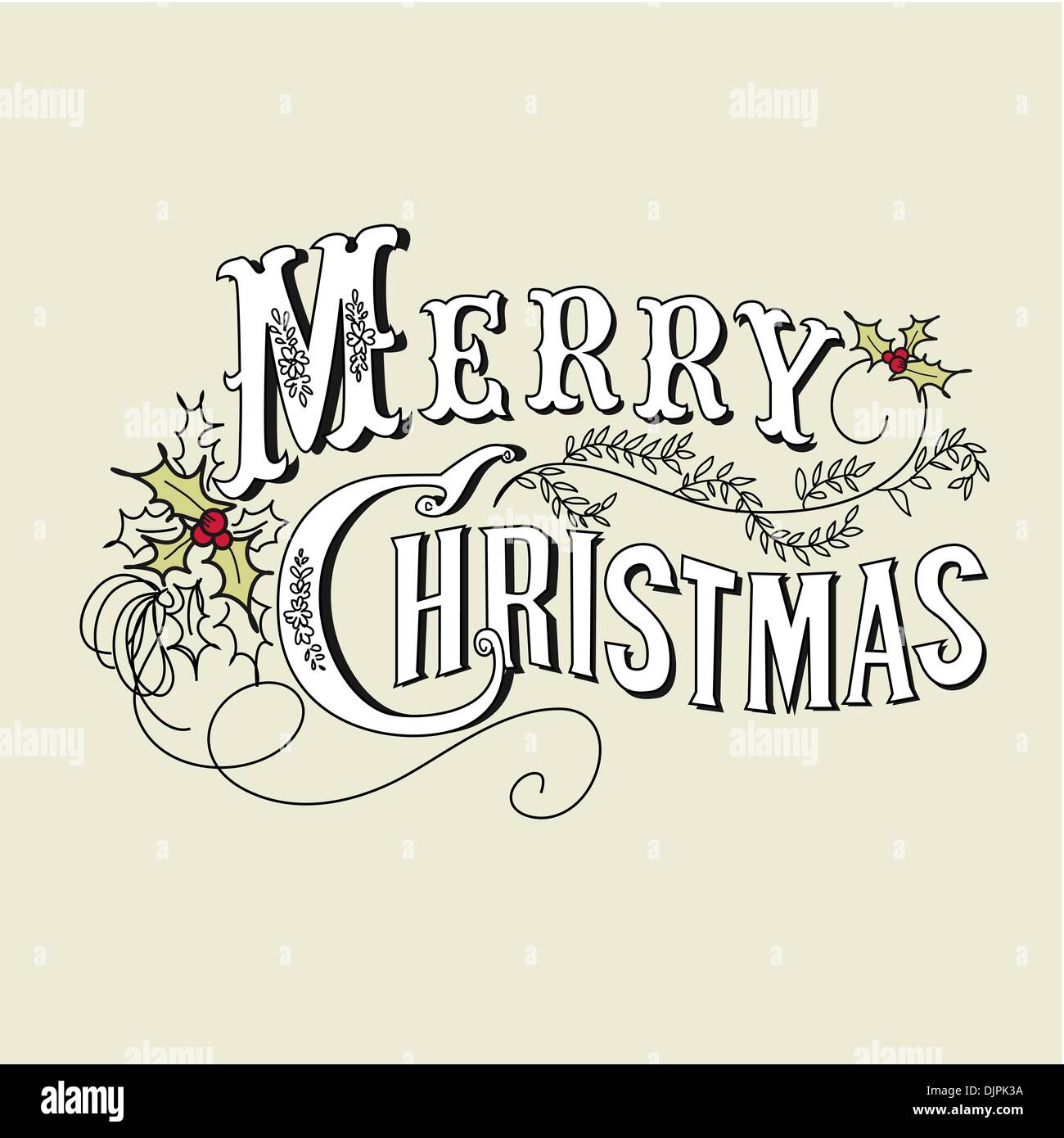 Vintage Christmas Card. Merry Christmas lettering Stock Vector