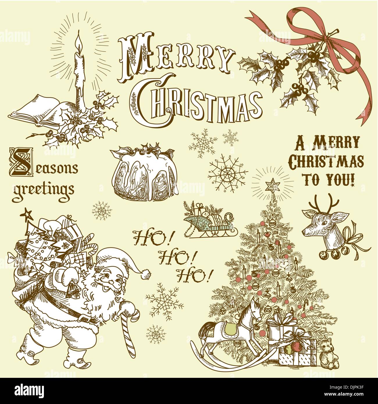 Vintage christmas doodles Stock Vector Image & Art - Alamy
