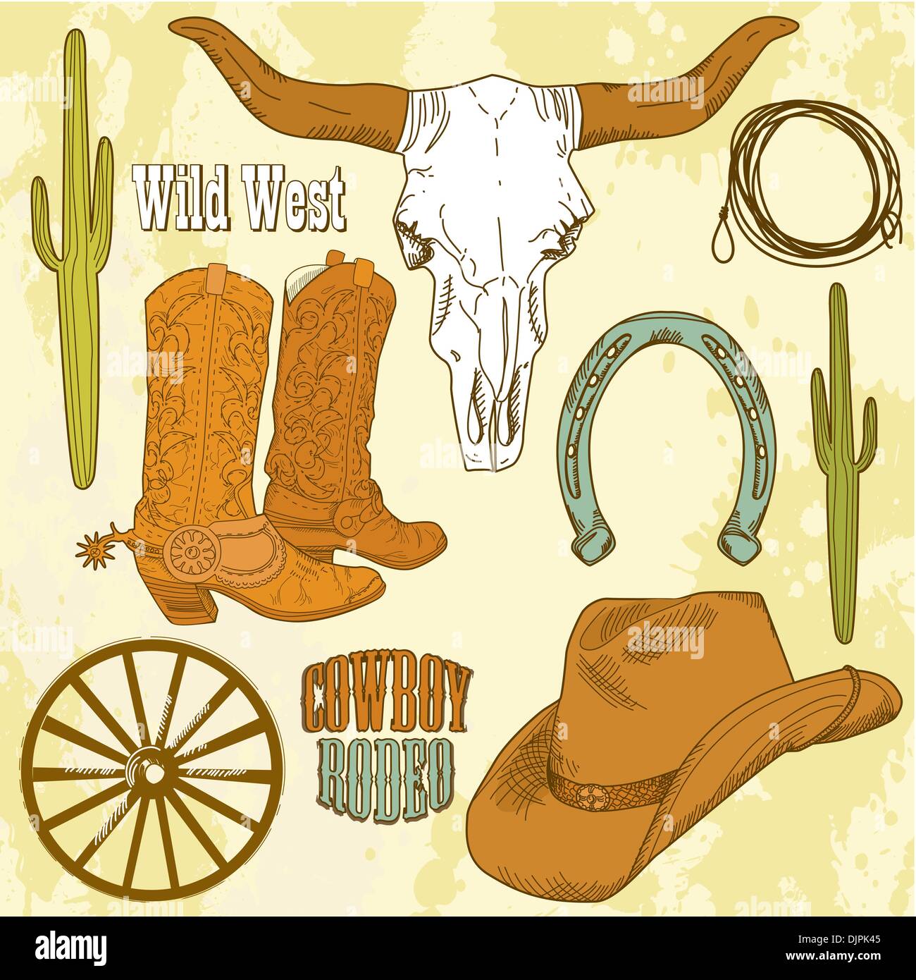 Wild West Western Set Stock Vector