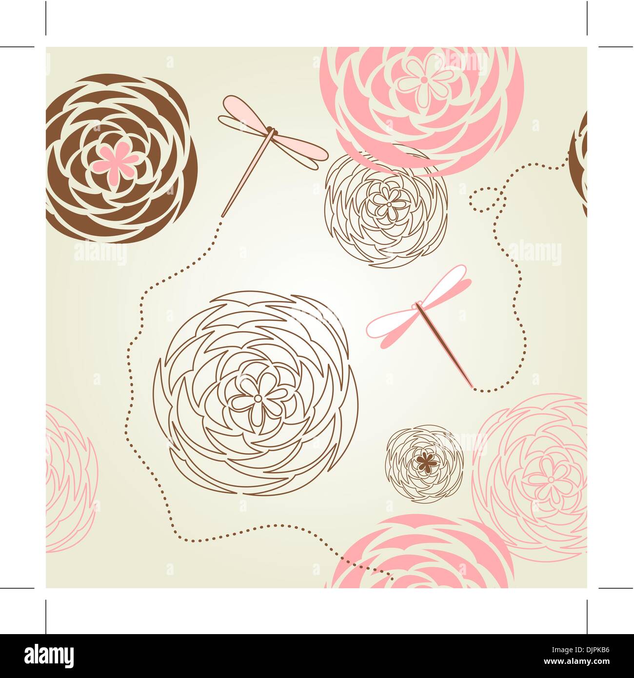 Dragonflies and flowers. Seamless background Stock Vector Image & Art ...