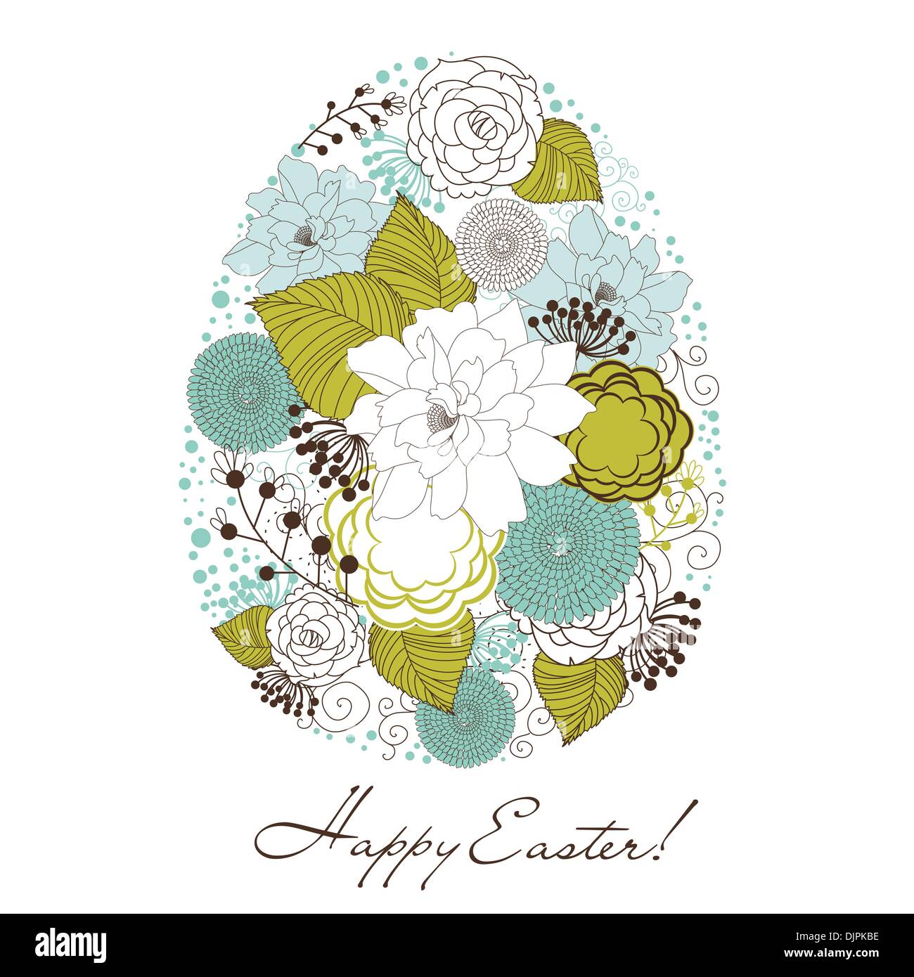 Cute easter egg made from flowers Stock Vector