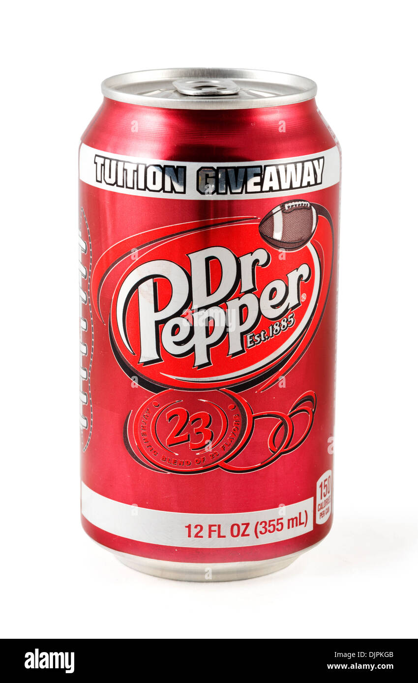 Can of Dr Pepper soda pop, USA Stock Photo