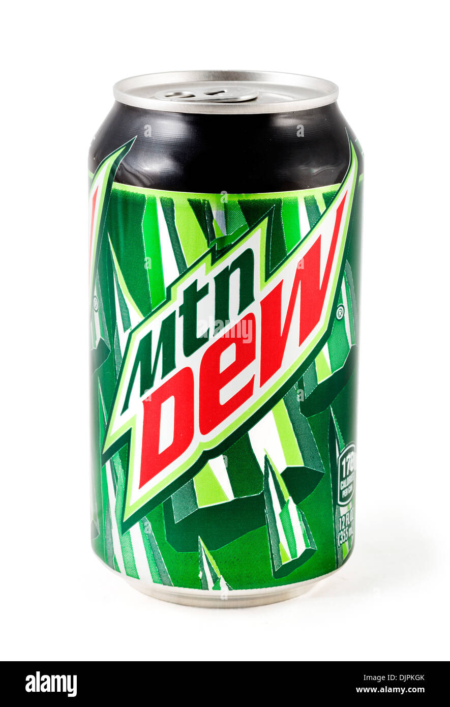 Can of Mtn Dew soda pop, USA Stock Photo