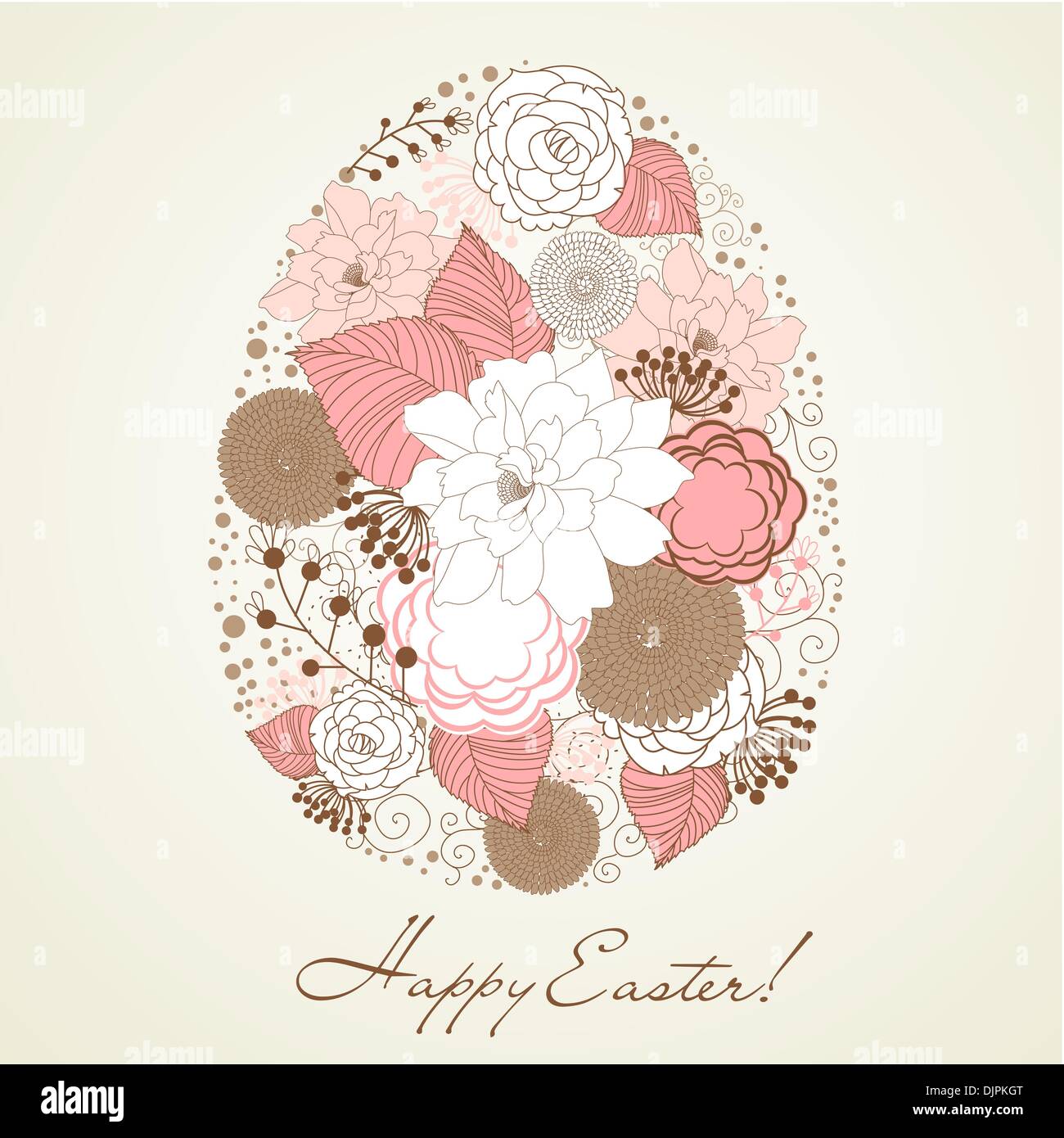 Cute easter egg made from flowers Stock Vector