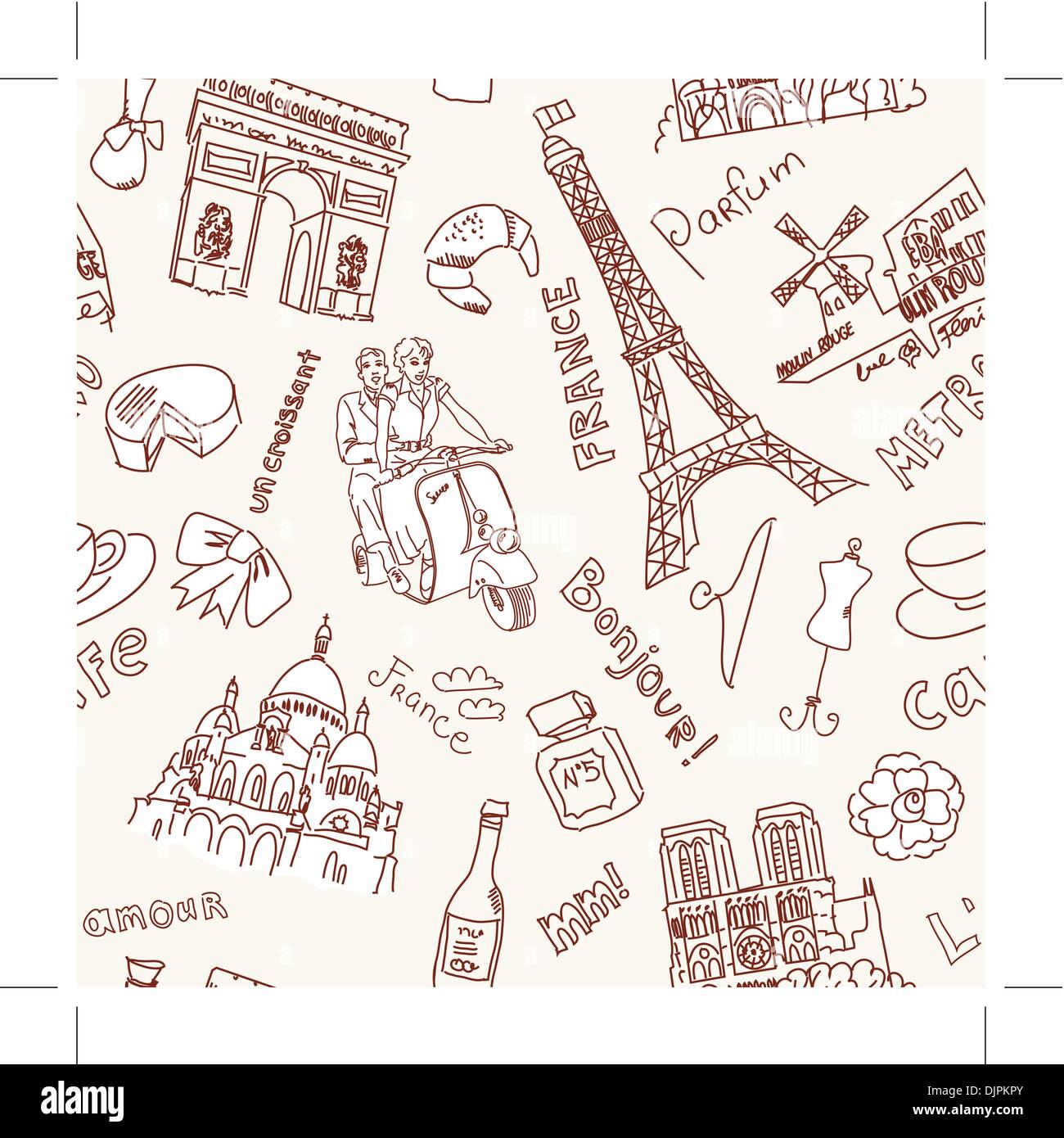 Sightseeing In Paris Doodles Stock Vector Image Art Alamy