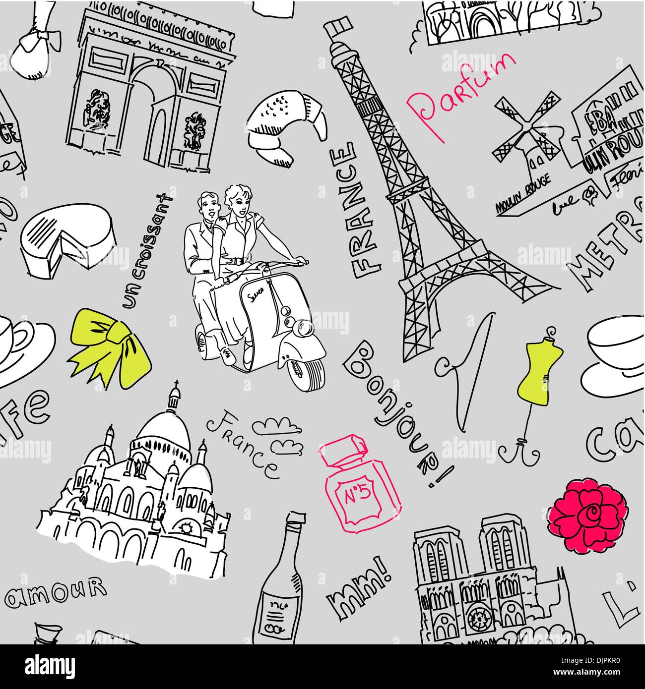 Sightseeing In Paris Doodles Stock Vector Image Art Alamy