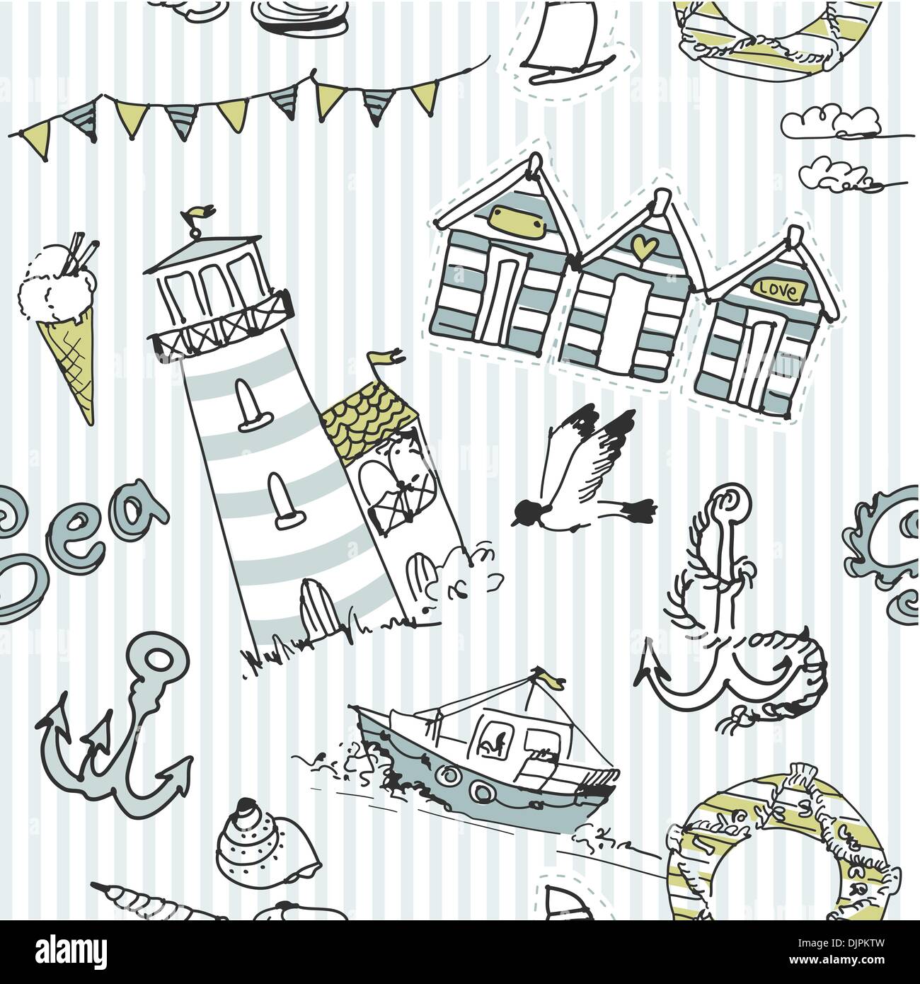 Sea seamless pattern Stock Vector