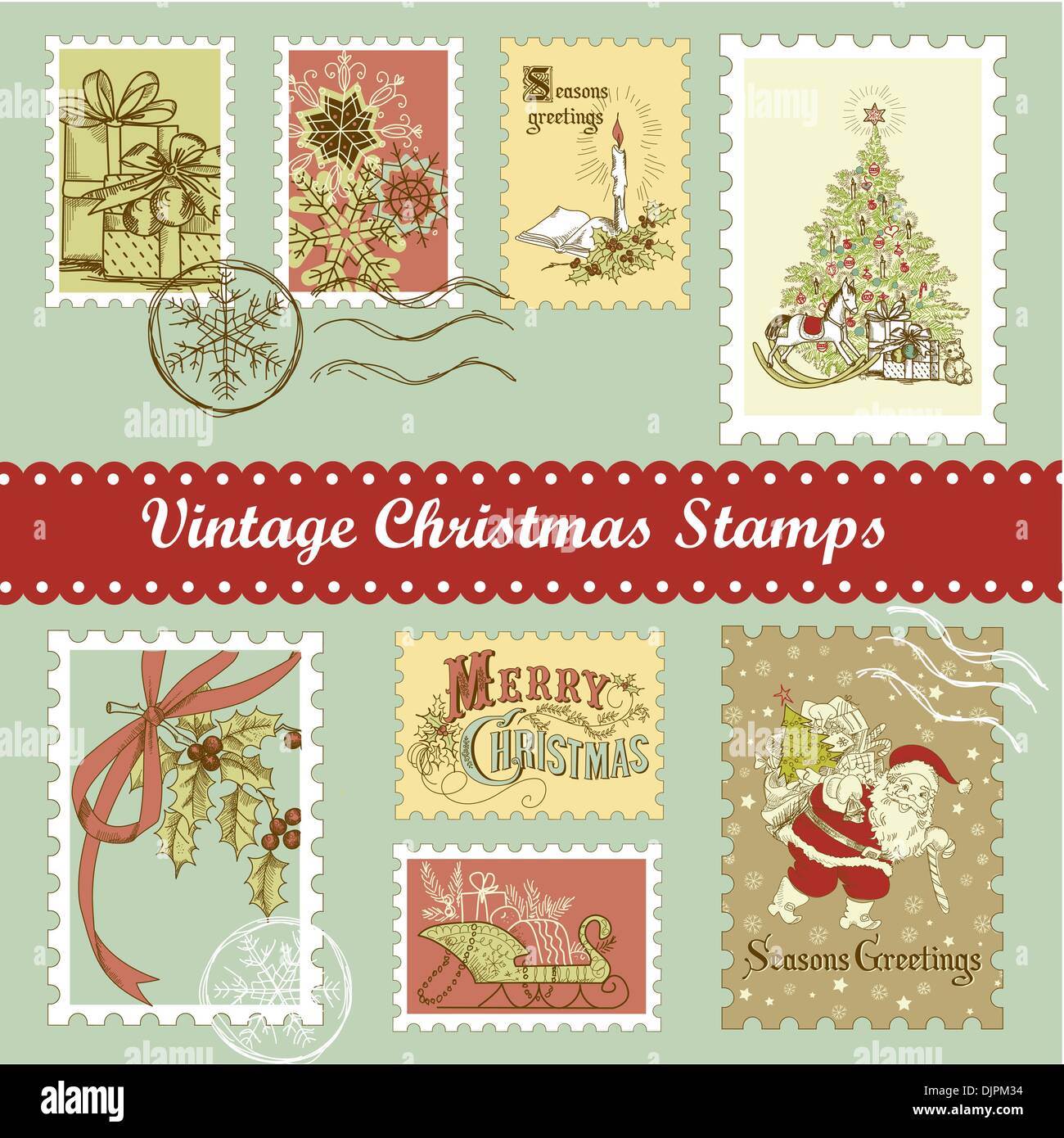 Christmas cute stamps set with holiday symbols and elements. Collection of  cute christmas mail marks Stock Vector Image & Art - Alamy