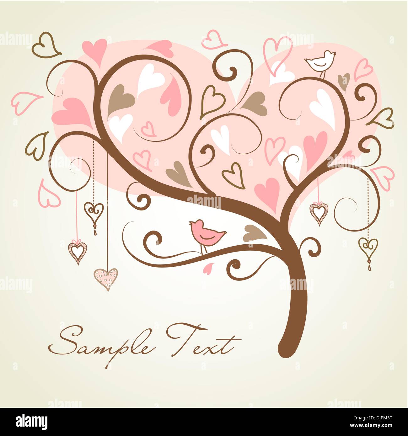 stylized love tree made of hearts with two birds Stock Vector Image ...