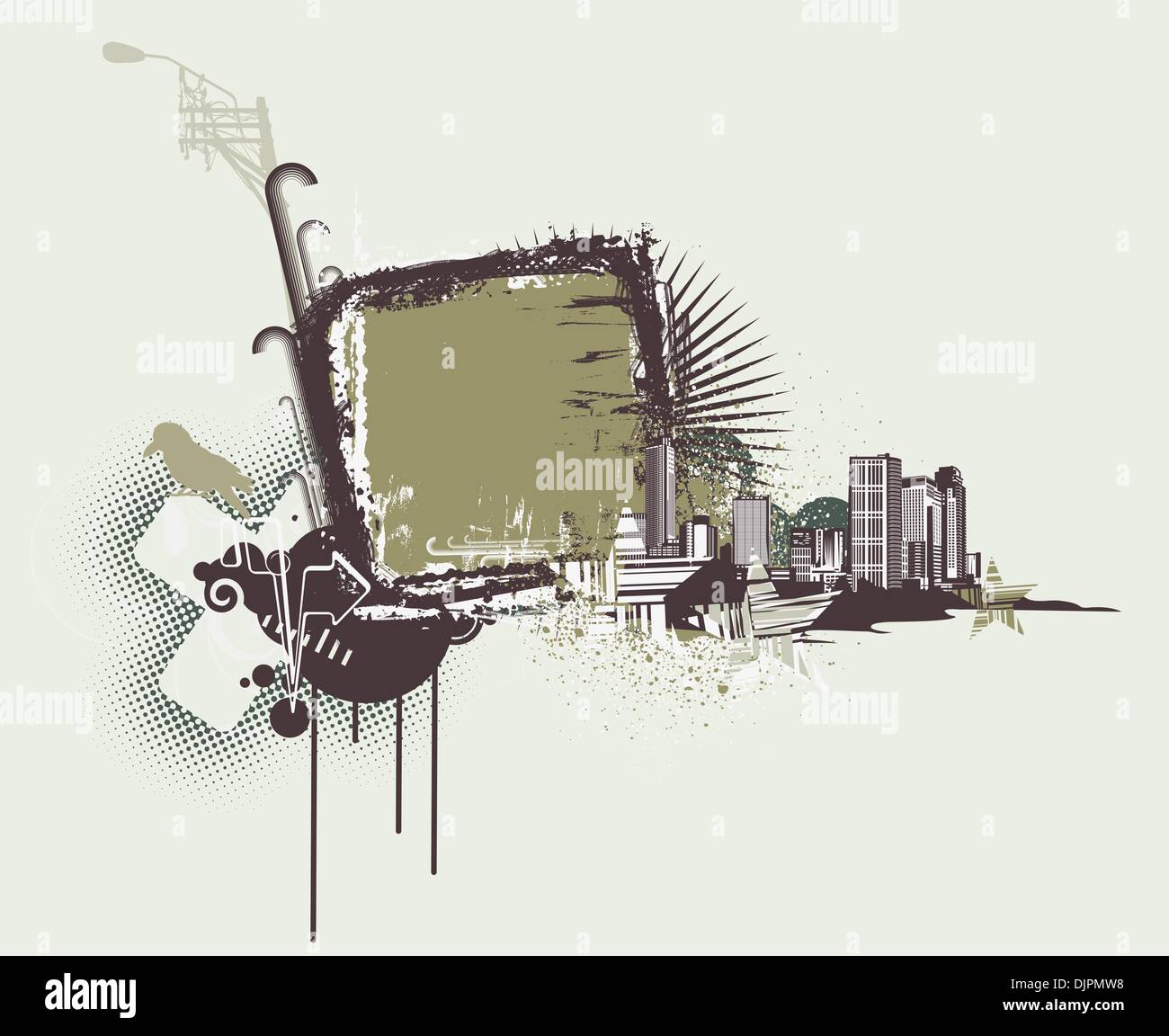 Vector illustration of urban background with Design elements over ...