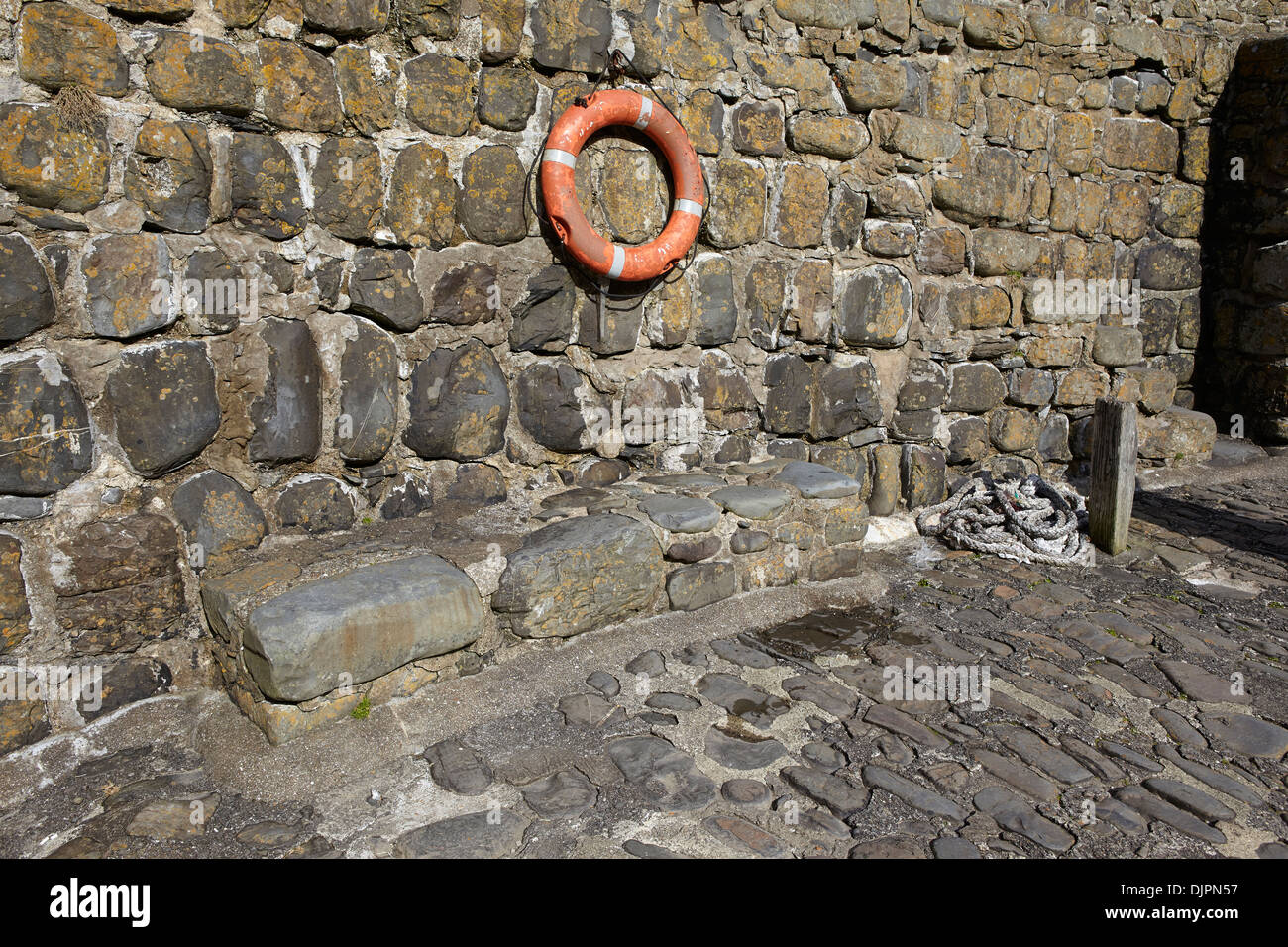 lifesaving ring on harbour Stock Photo