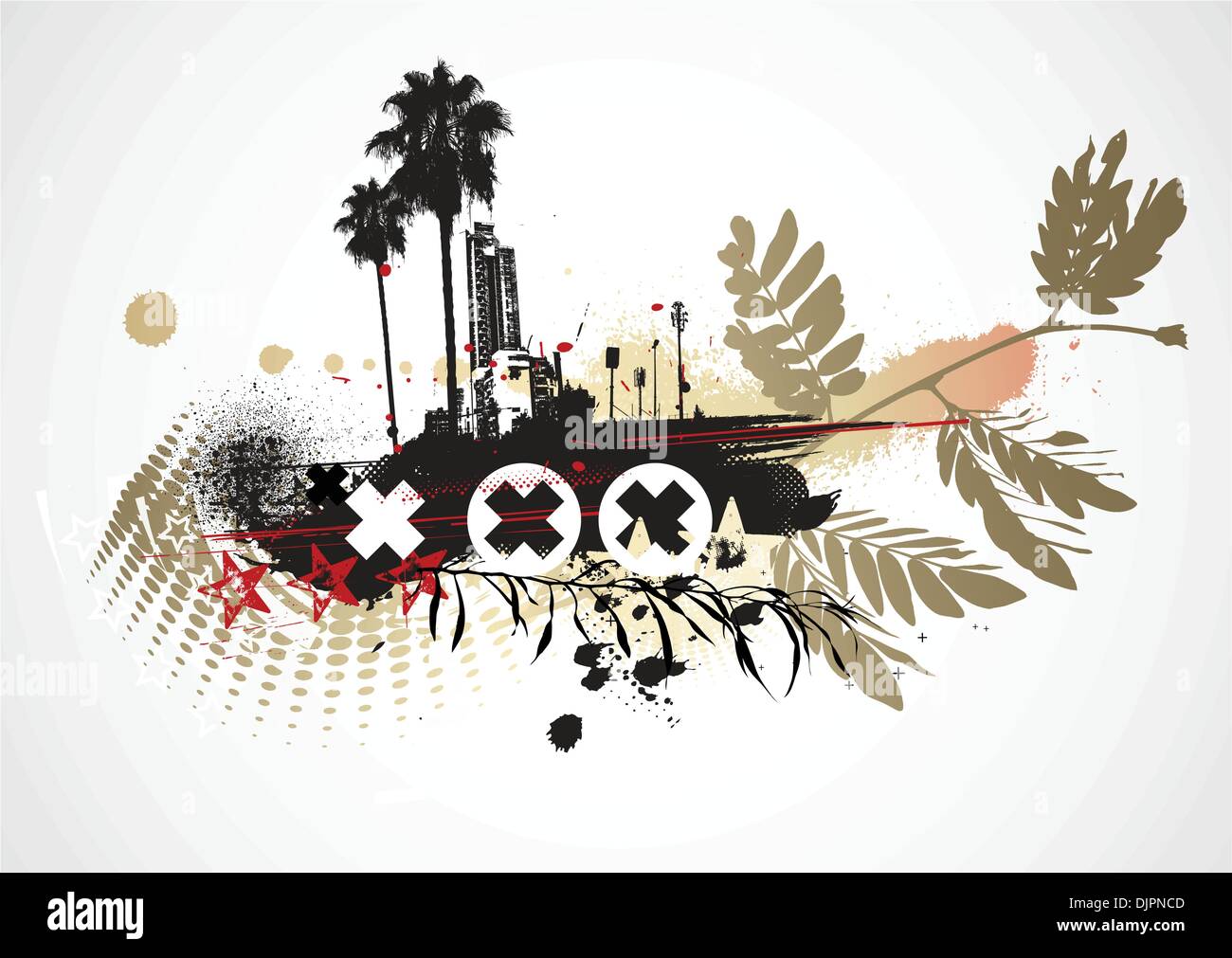Vector illustration of urban background with grunge stained Design ...
