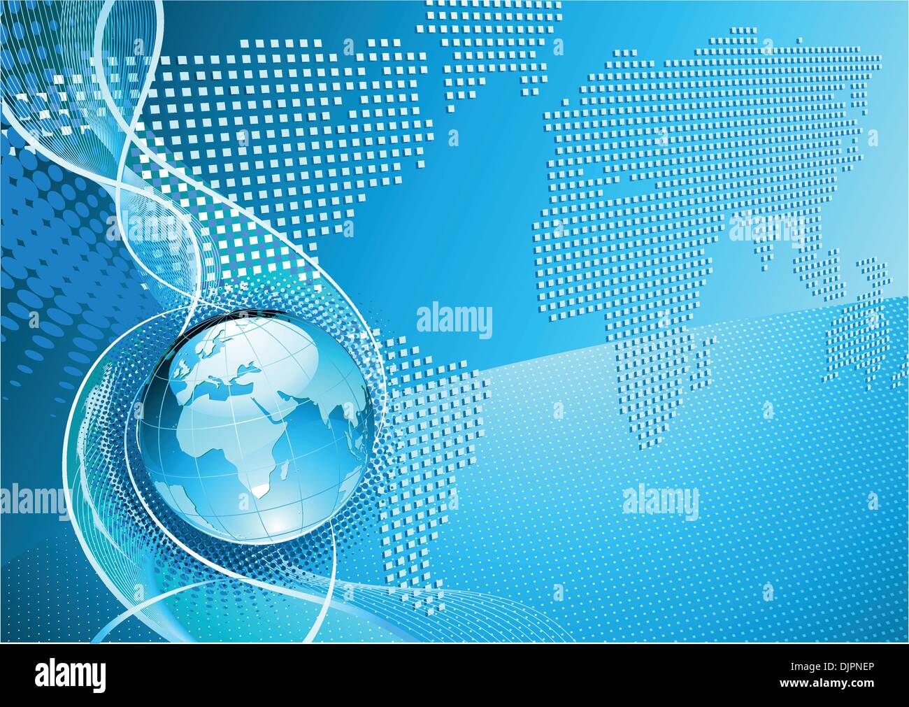 Vector illustration of blue abstract Background with Glossy Globe and ...