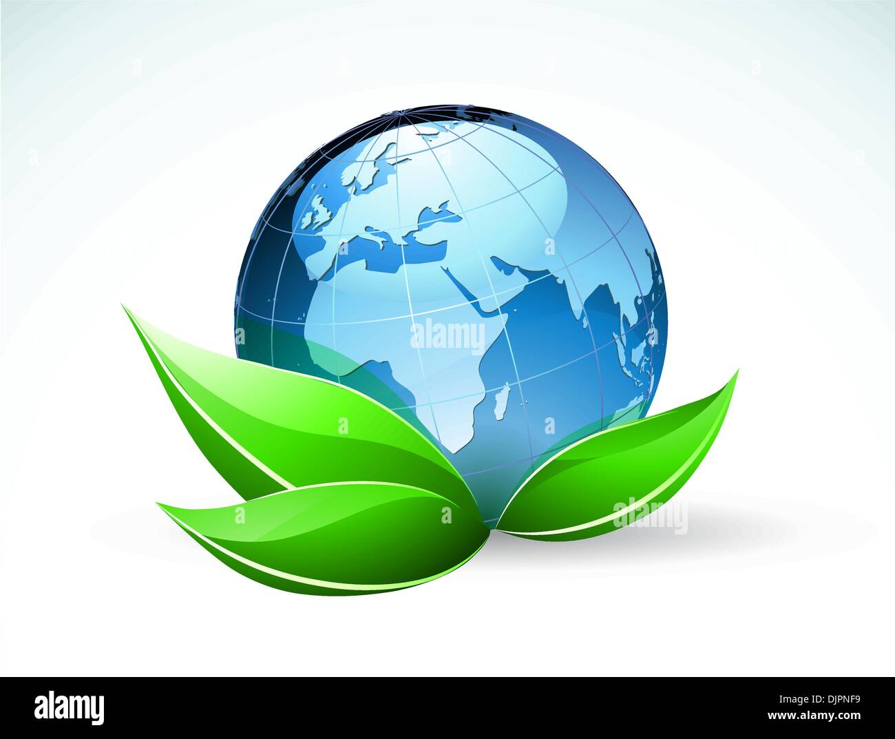 Vector illustration of blue Glossy Earth Map Globe with funky green ...