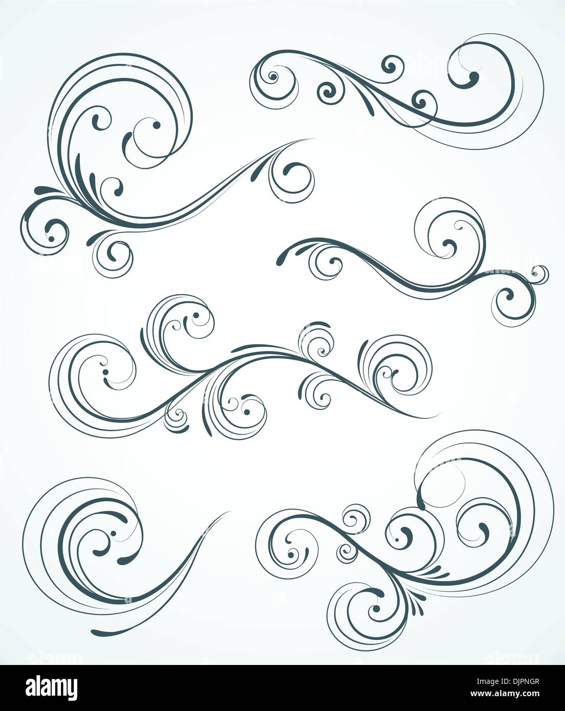 Vector illustration set of swirling flourishes decorative floral ...